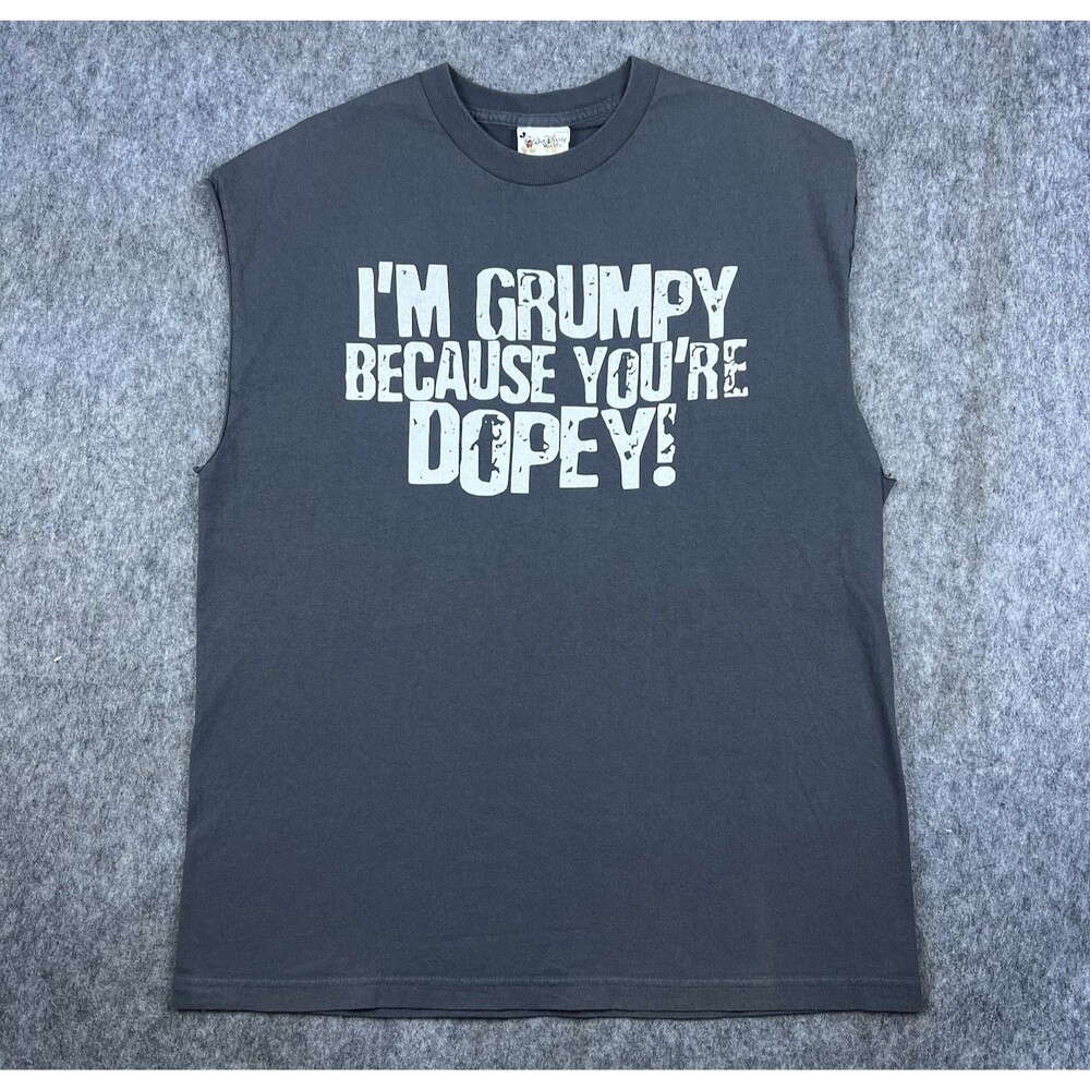 Walt Disney World Men's Tank Top I’m Grumpy Because You’re Dopey! Grey Y2K Sz XL